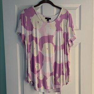 Alfani Purple and Cream Short Sleeve Tee